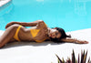 Miami Top - Shoreline Print Reversible Beige & White - Cantik Swimwear